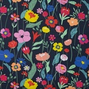 French Terry Print Colourful Flowers