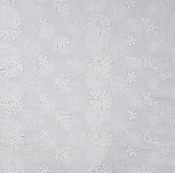 3D Broderie Flowers White