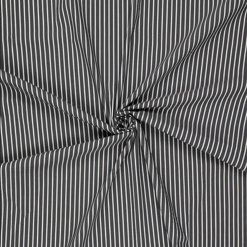 Stretch Poplin Chalk Stripe Black