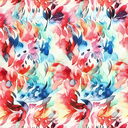 Polyester Stretch digi Painted Flowers Red/Blue