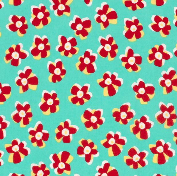Stretch Cotton Poplin Fine Flowers Jade