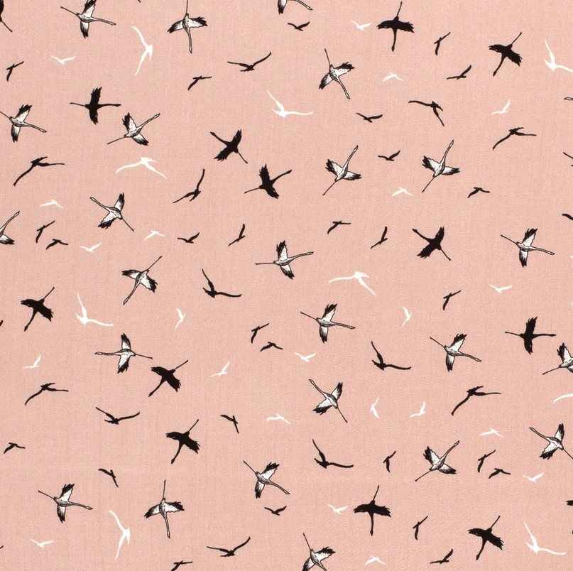 Bamboo Poplin Birds Old Rose