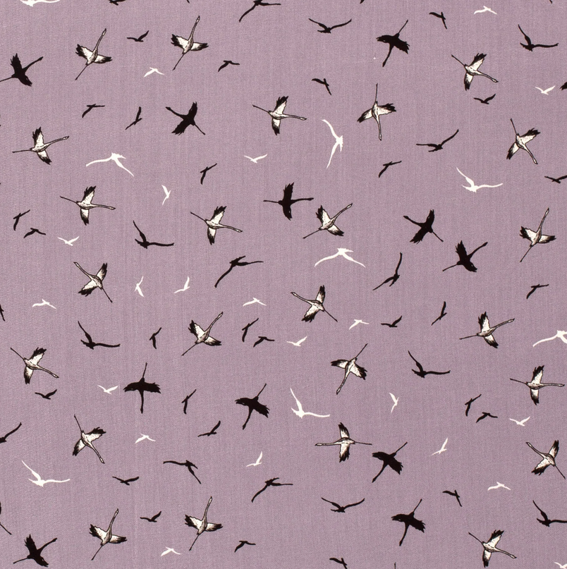 Bamboo Poplin Birds Old Lila