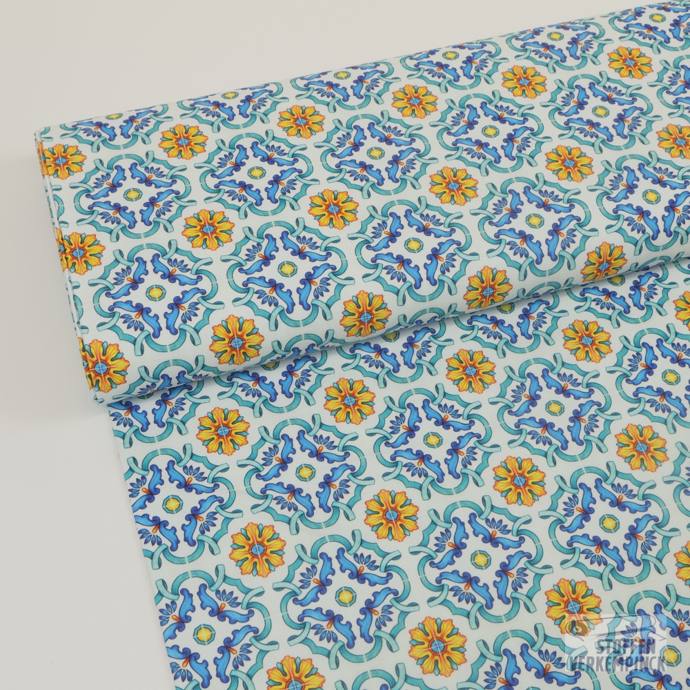 Canvas Digital Tegeltjes Blauw/Oranje/Wit
