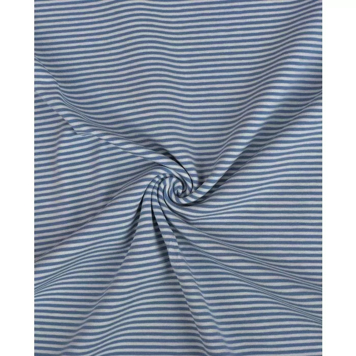 Jersey Streepje 2mm Denimblue/White
