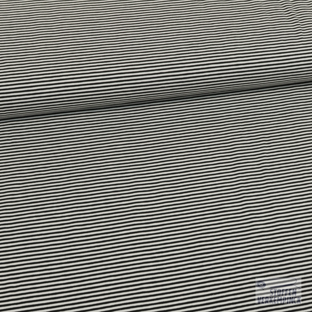 Jersey Streepje 2mm Black/White