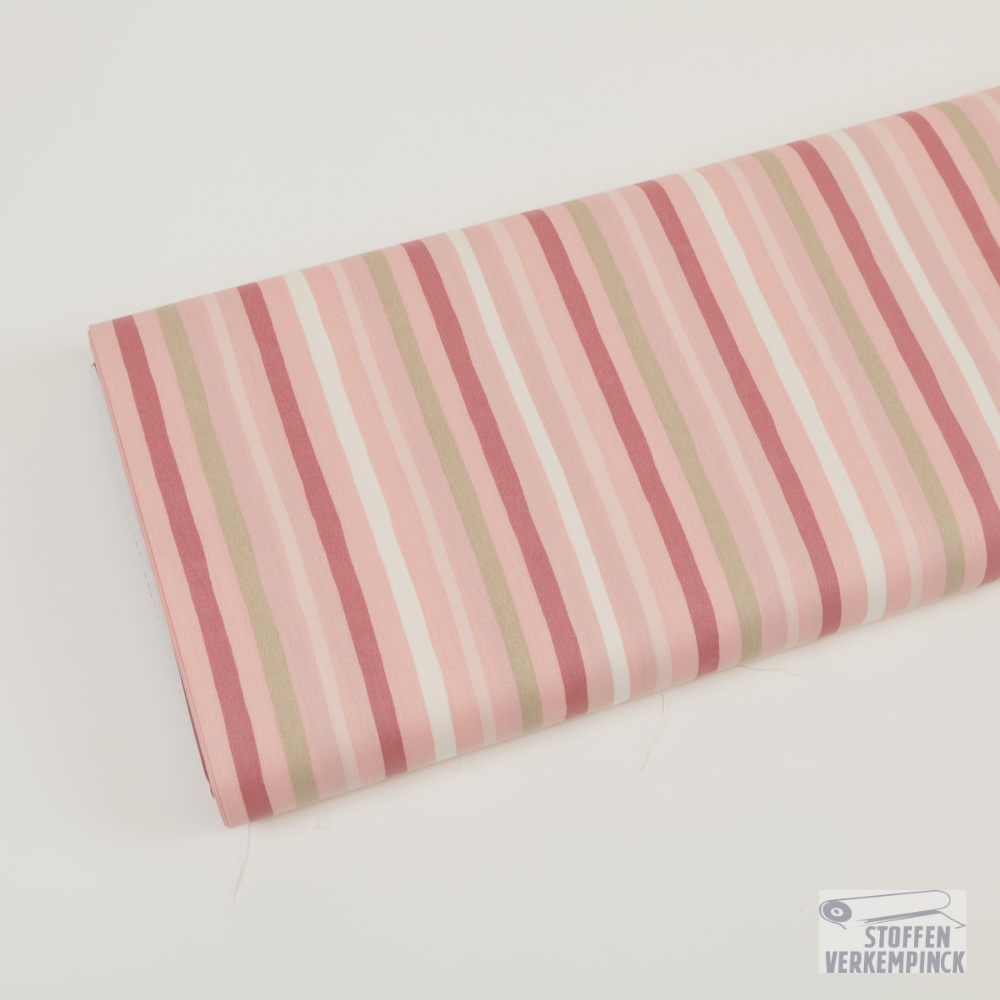 Katoen Poplin Vertical Stripes Rose