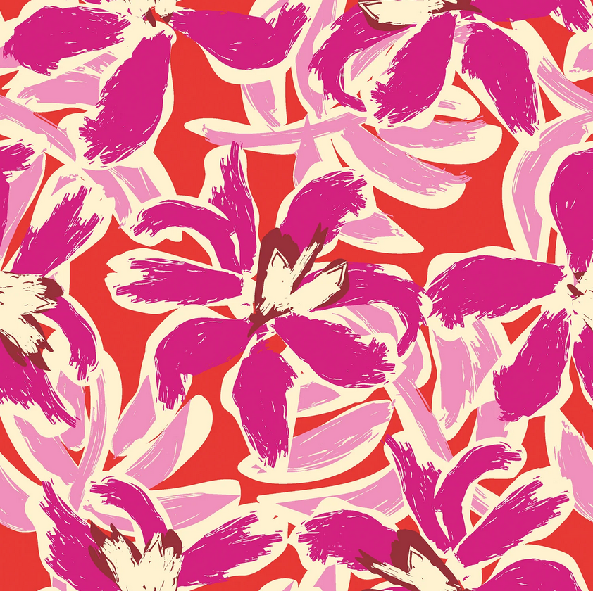 Jersey Swimwear Digi. Fuchsia Flowers