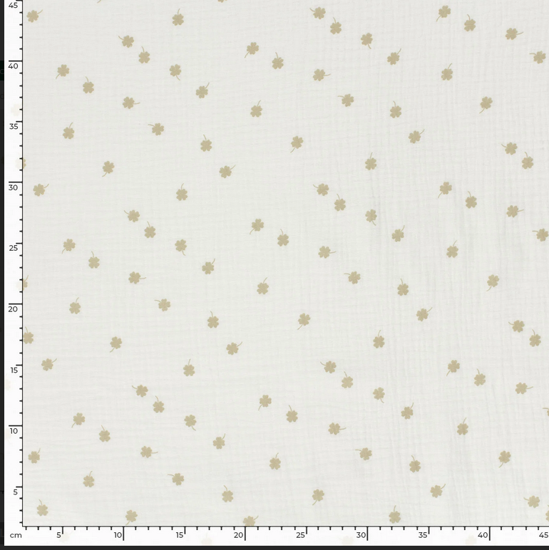 Double Gauze Leaves Kaki/White