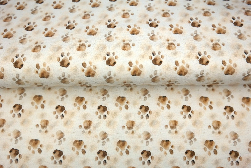 Jersey Digital "Paws" Ecru/Bruin