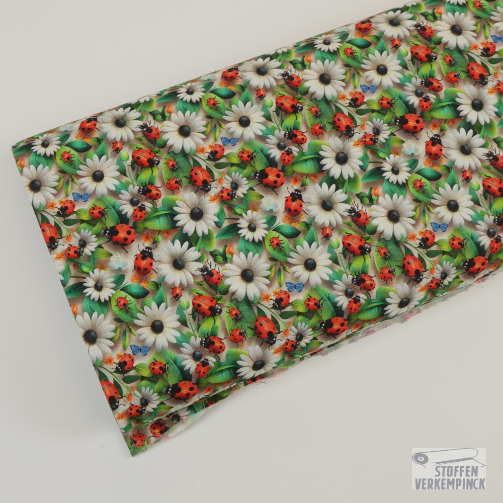 Popeline Digital Lieveheersbeestjes 