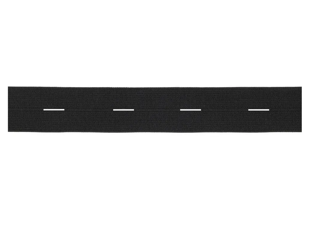 Knoopsgat elastiek 20mm zwart - per meter