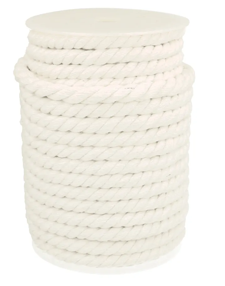 Gedraaid koord katoen 10mm - wit