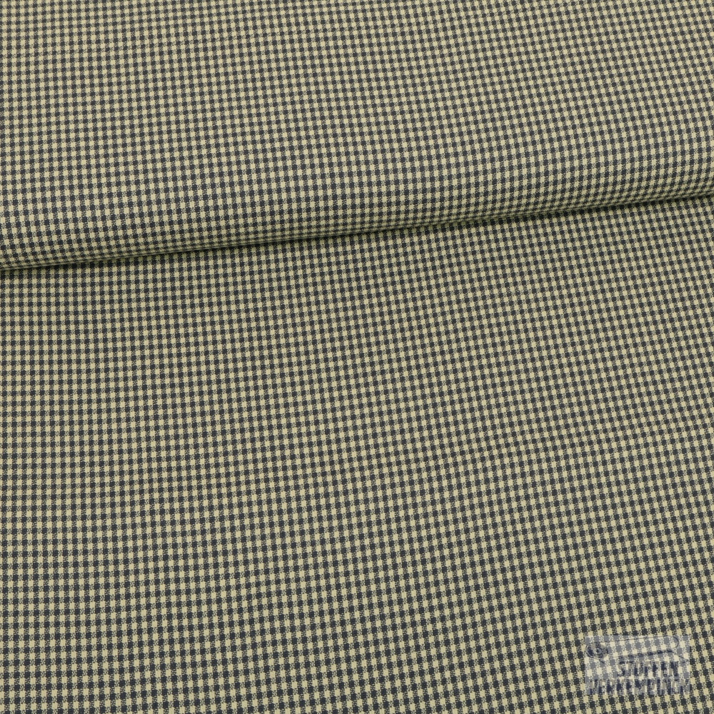 Wol/Polyester Vichy Crème/Antraciet