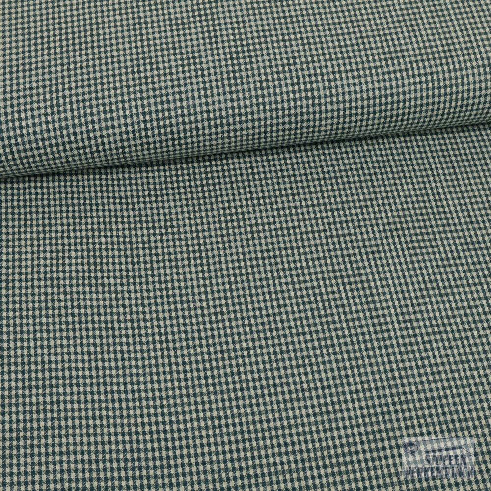 Wol/Polyester Vichy Ecru/Donker Groen