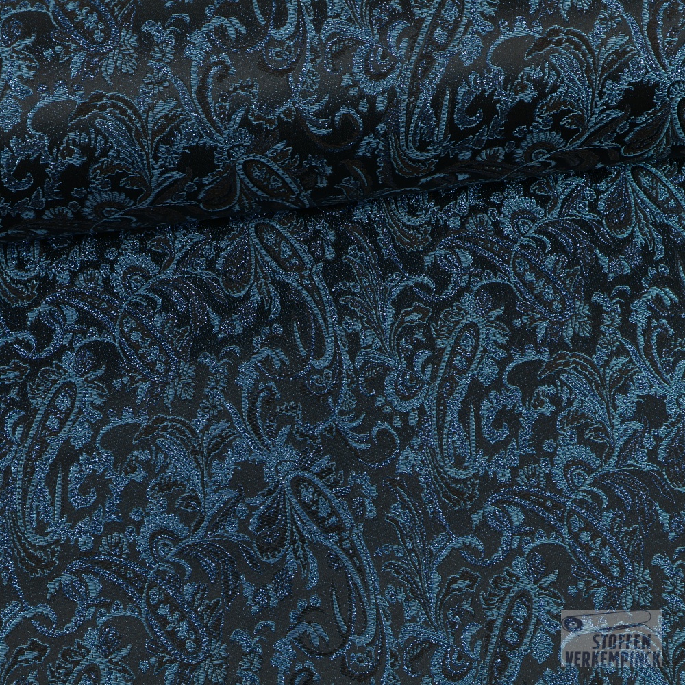 Brocaat Jacquard Lurex Royal - Turquoise