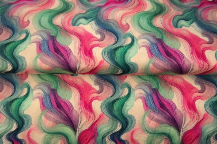 Jersey Viscose Digital Silent Flow Fuchsia/Petrol