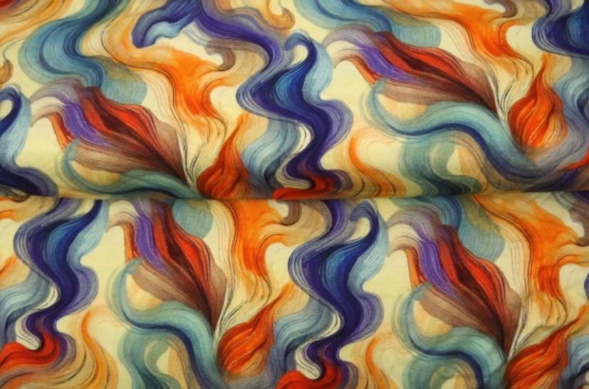 Jersey Viscose Digital Silent Flow Orange/Blue