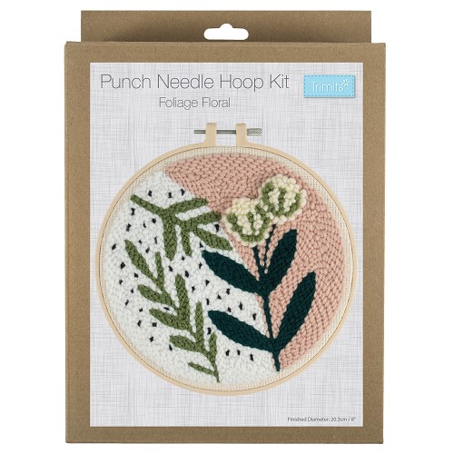 Punch needle set met borduurring 20,3cm : Bloem en bladeren