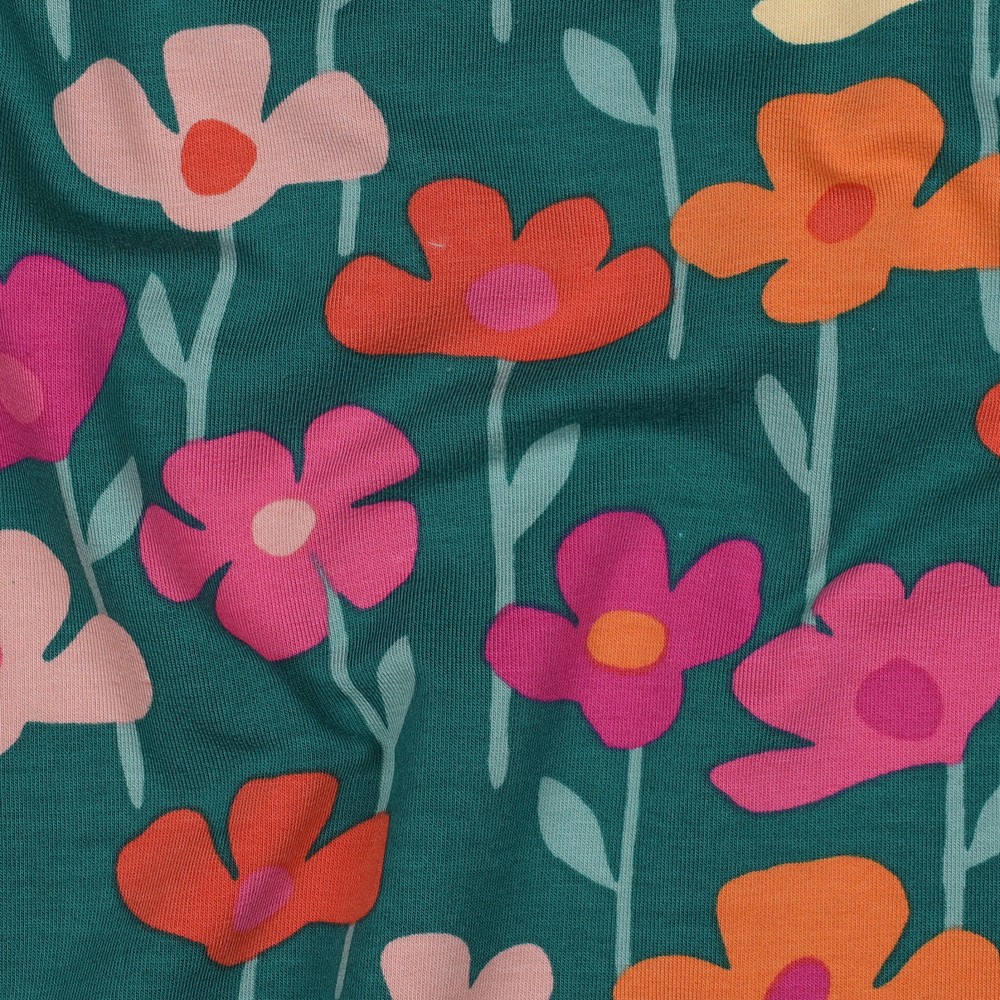 French Terry Floral Green
