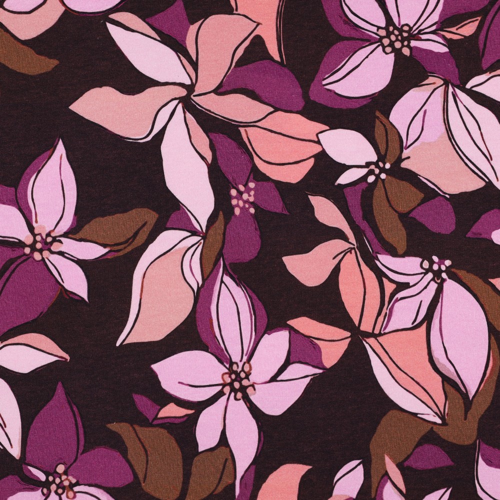 Jogging Digital Rose Flower on Aubergine