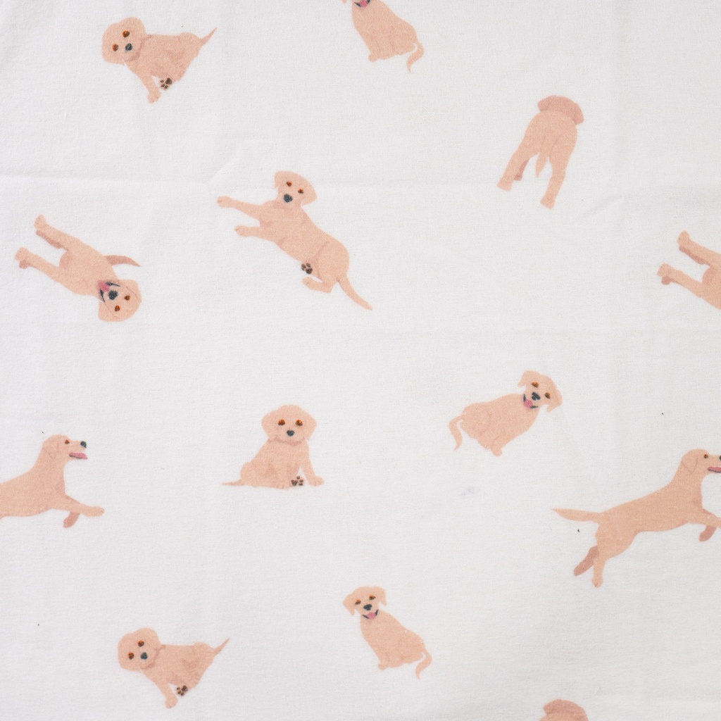 Flanel Digital Puppies Off White