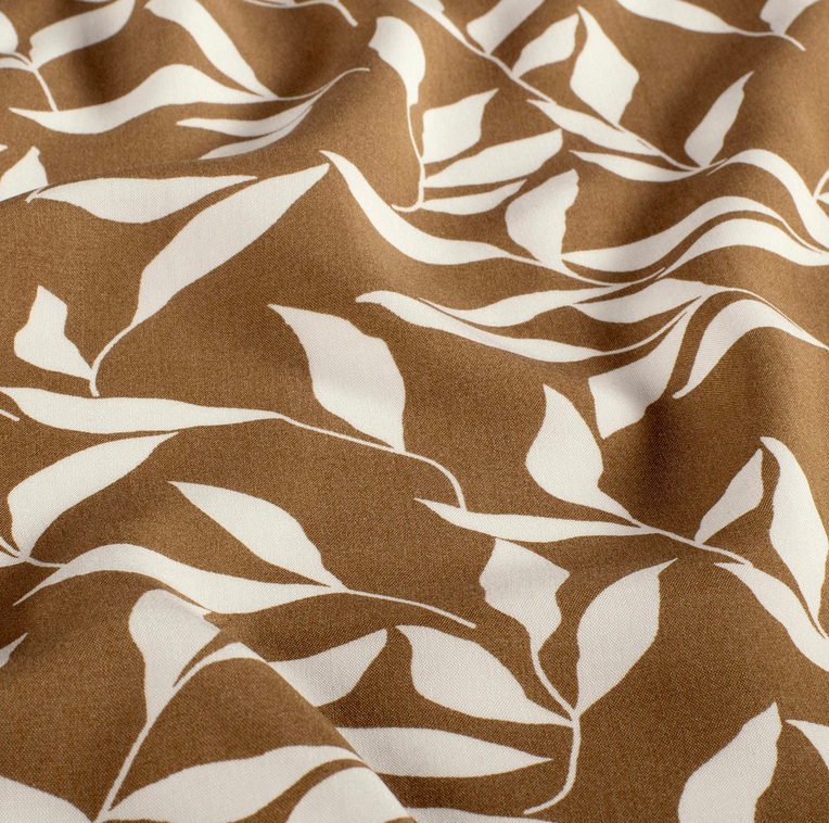 Viscose Poplin print bladeren - Hazel
