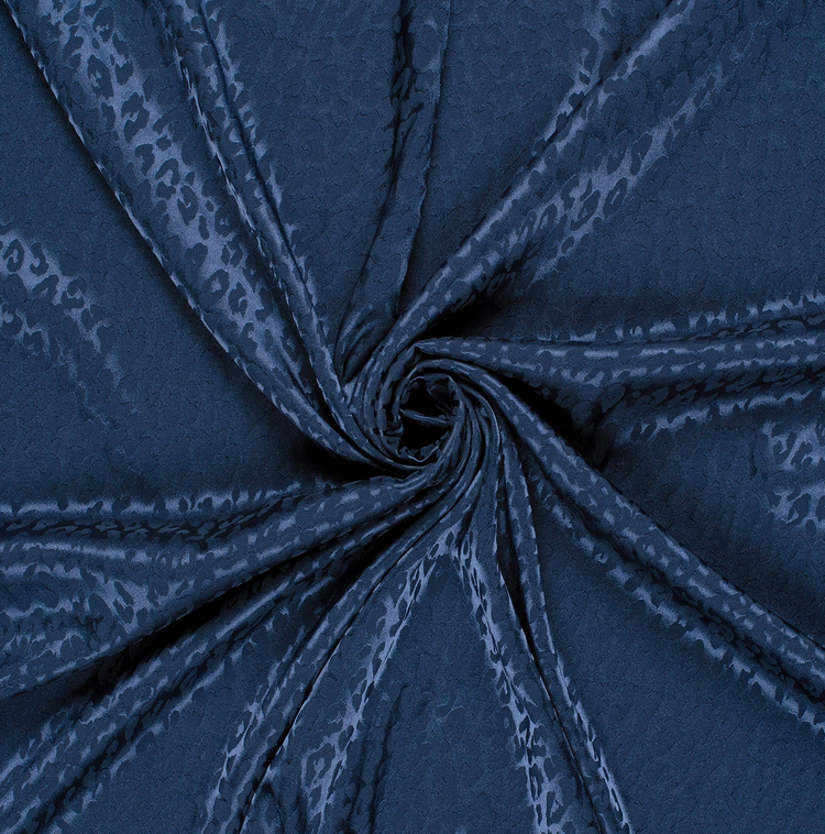 Stretch Polyester Satin Jacquard Leo Marine