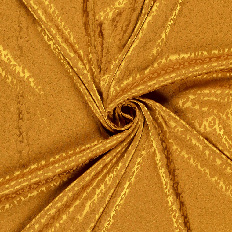 Stretch Polyester Satin Jacquard Leo Ochre