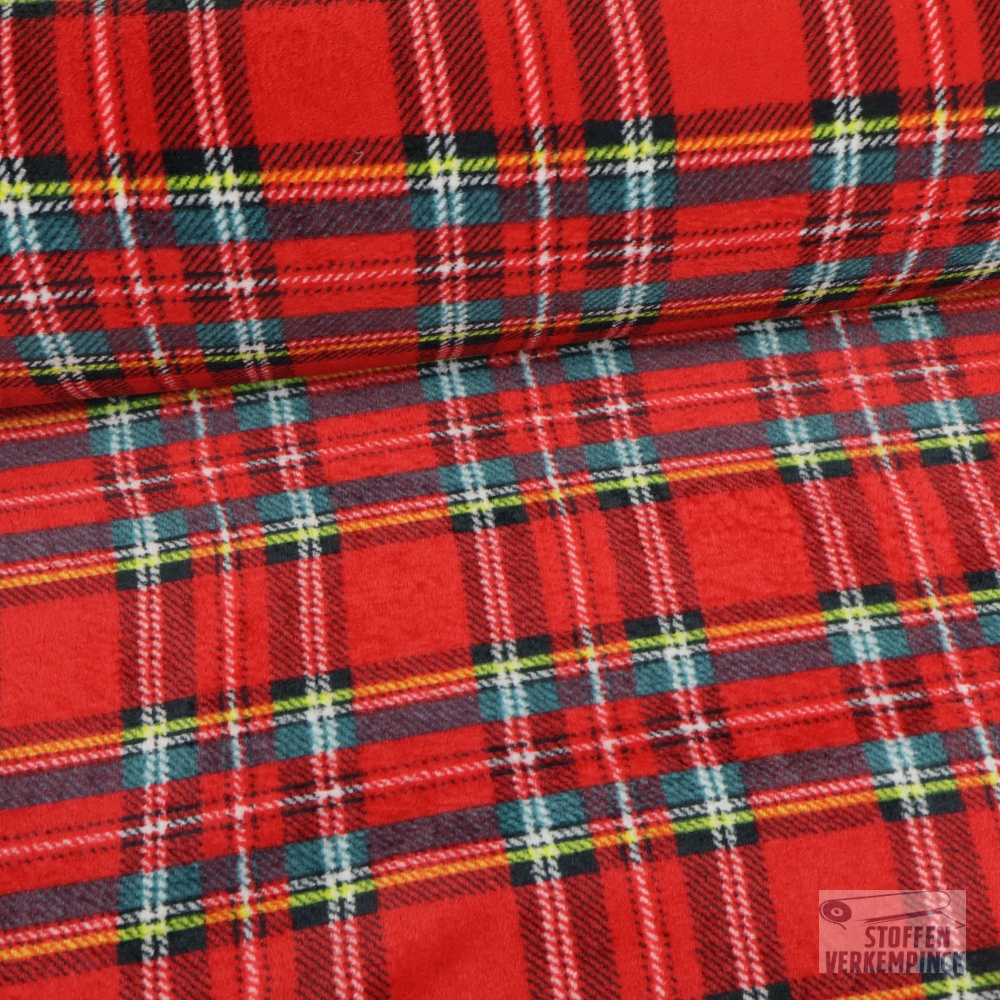 Wellnessfleece Print Tartan Rood