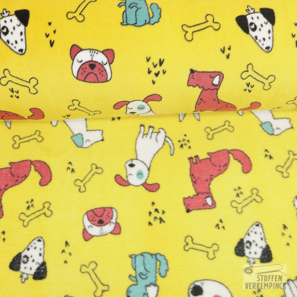 Wellnessfleece Print Hondjes - Yellow