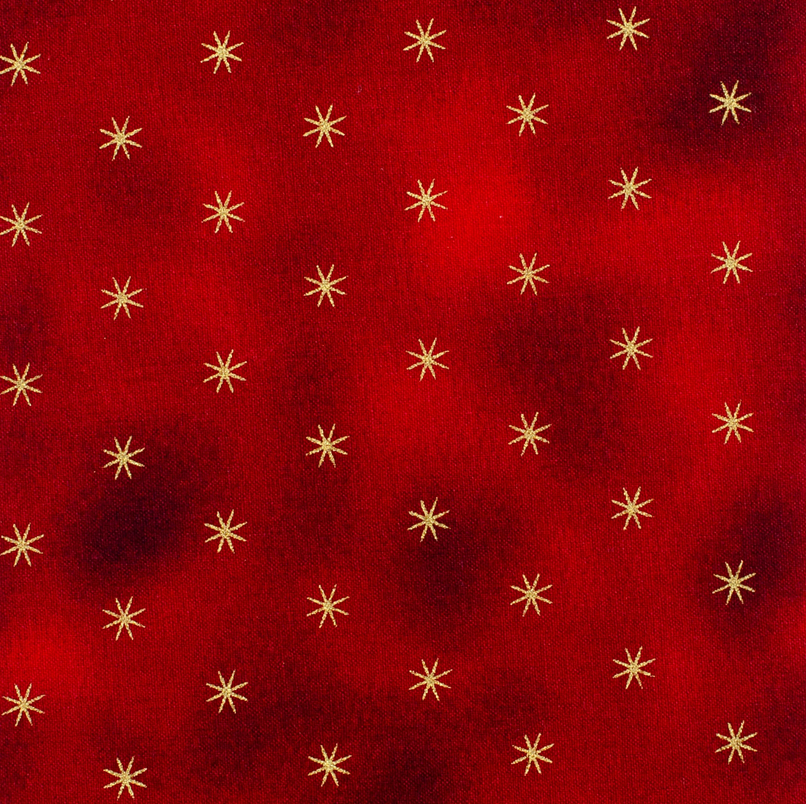 Kerstkatoen Gouden sterren Rood