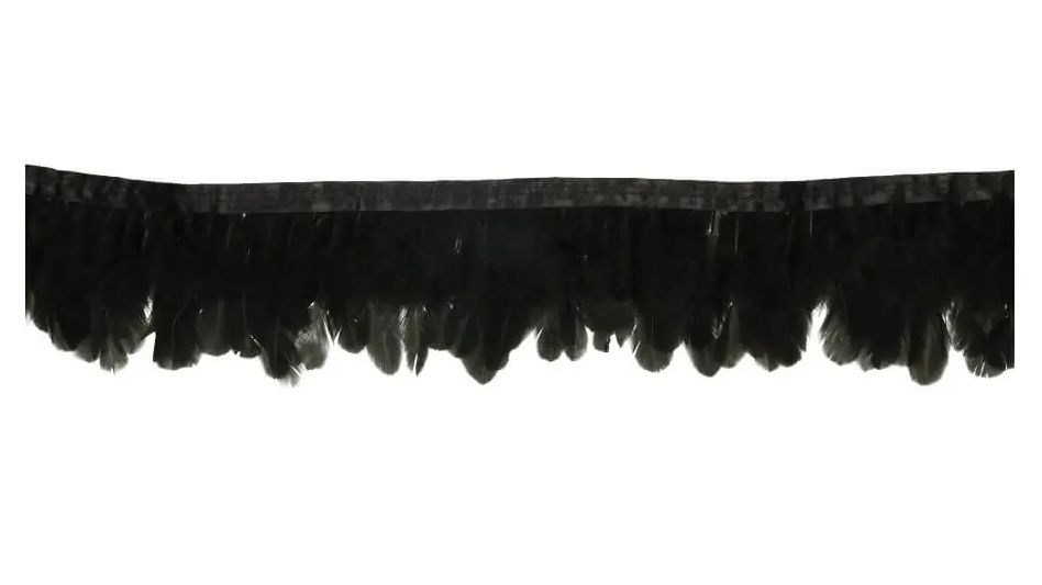 Band met veren 7-9cm zwart