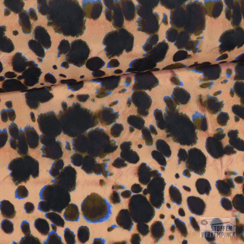 Viscose Poplin Abstracte Vlekken - Zalm