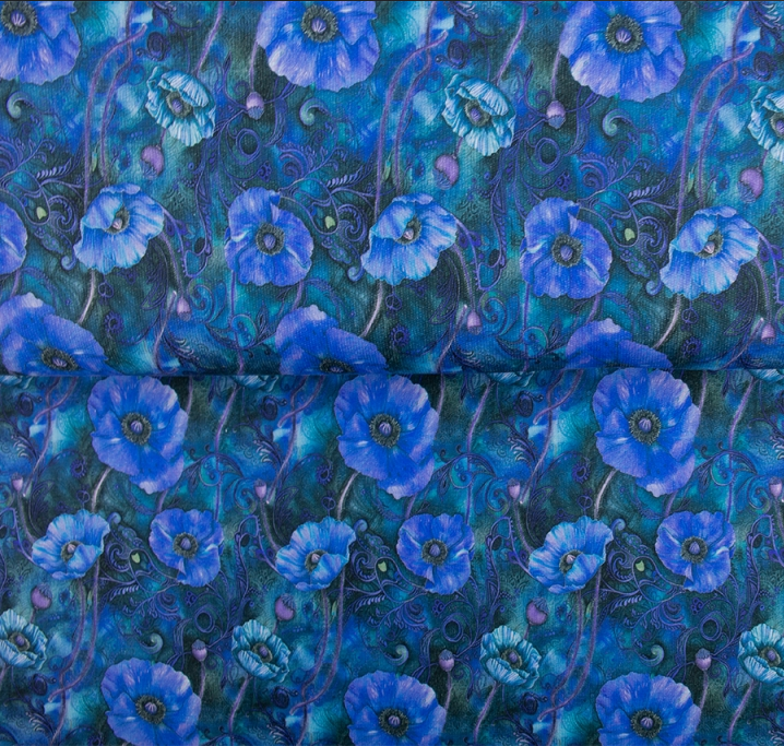 French Terry digital Meadow Breeze Petrol