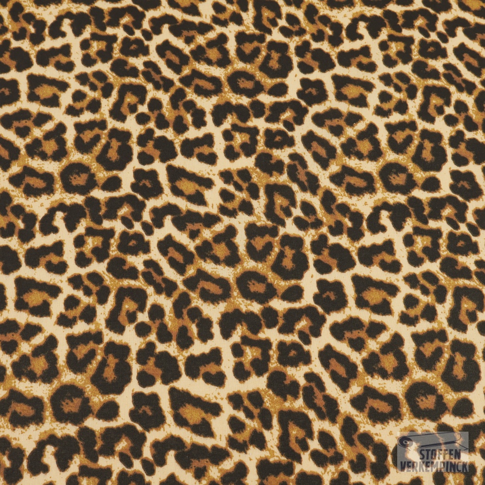 Katoen Cretonne Leopard Beige