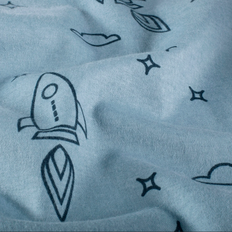 Flanel Raketten Blauw