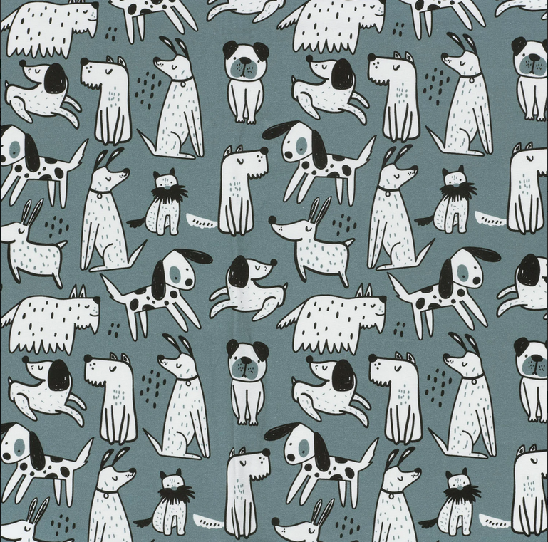 French Terry Digitaal Honden Staalblauw