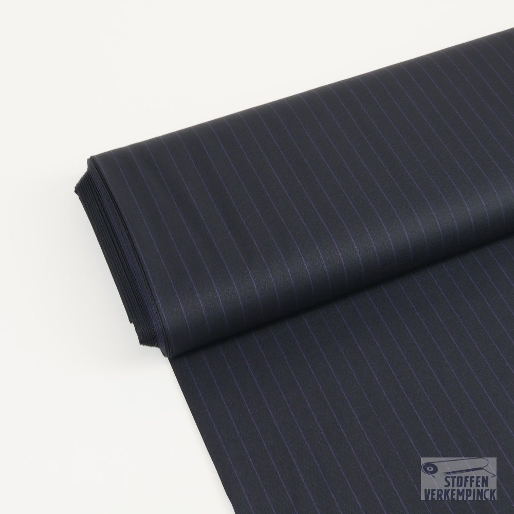 Crêpe Recycled Pl/Bamboo Pinstripe 1.5 cm. - Black/Purple