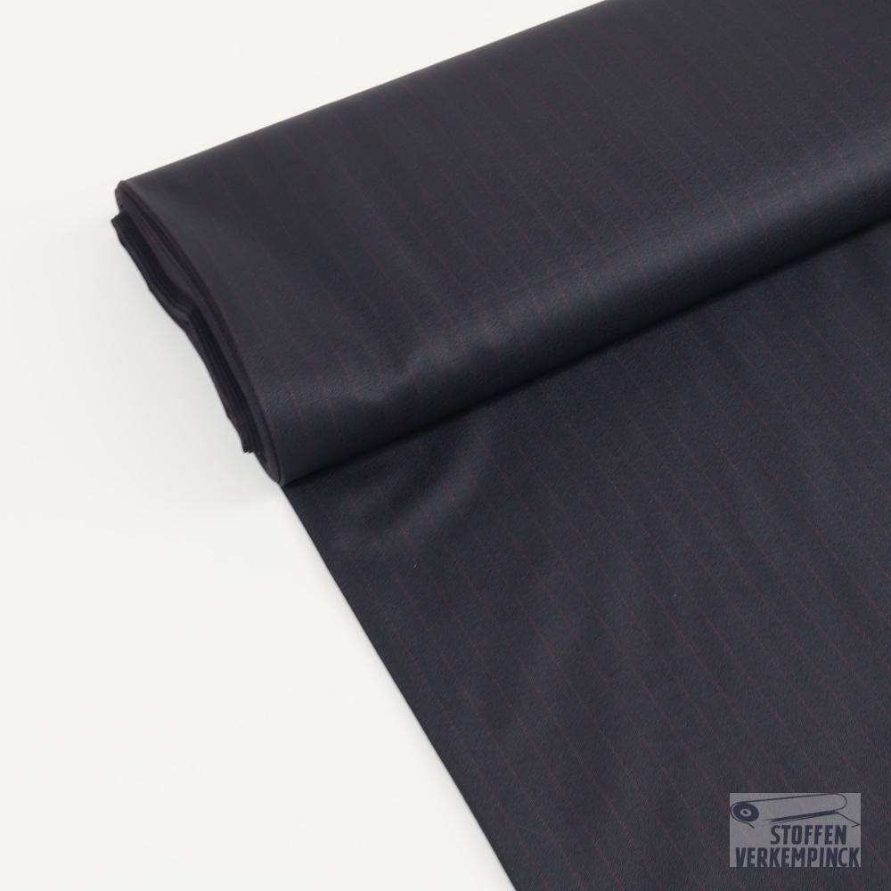 Crêpe Recycled Pl/Bamboo Pinstripe 1.5 cm. - Anthracite/Red