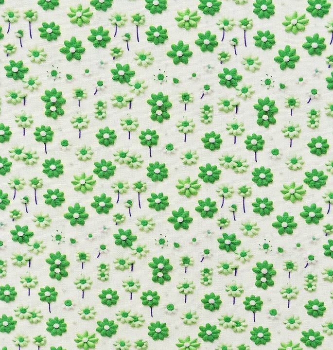 Katoen poplin 3D Petite Fleur Vert