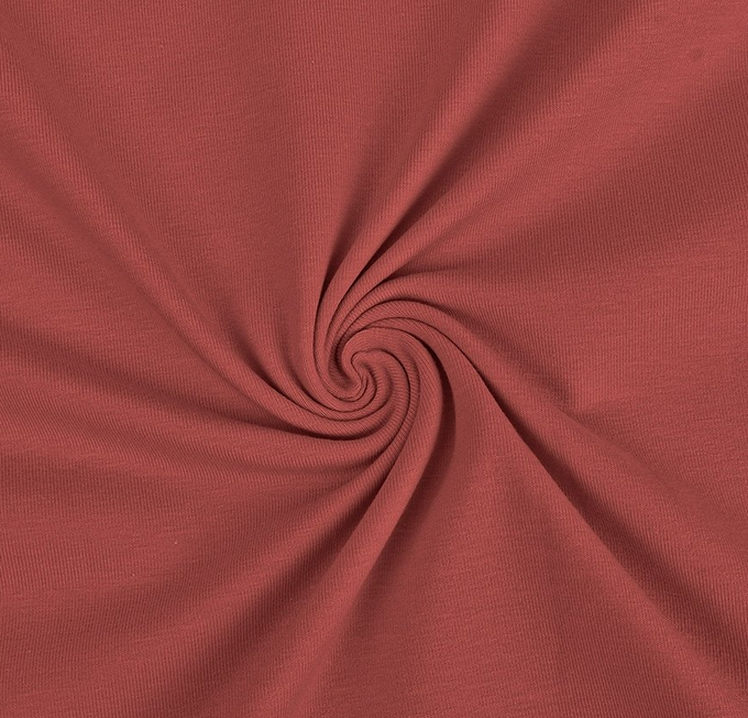 Jersey Katoen Uni Dusty Red
