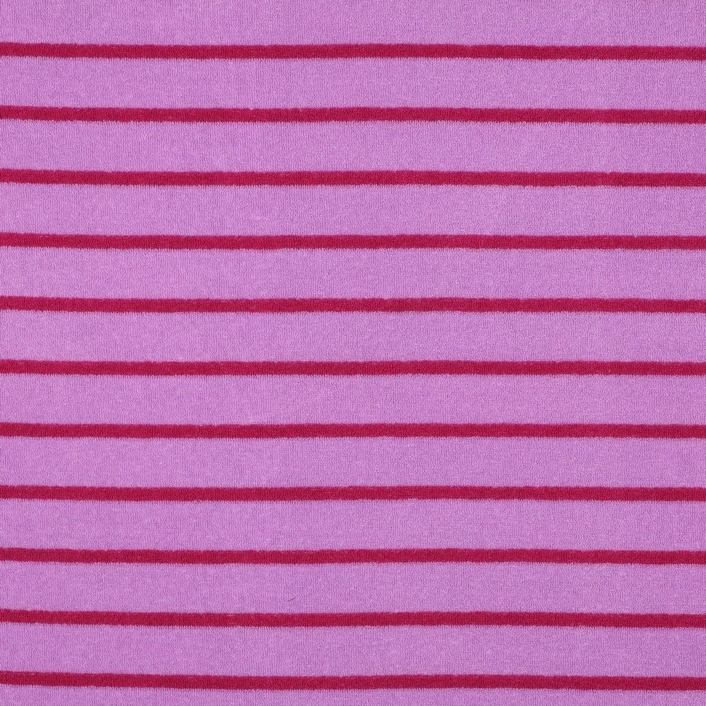 Stretch Badstof Yarn dyed Stripes Lila/Fuchsia