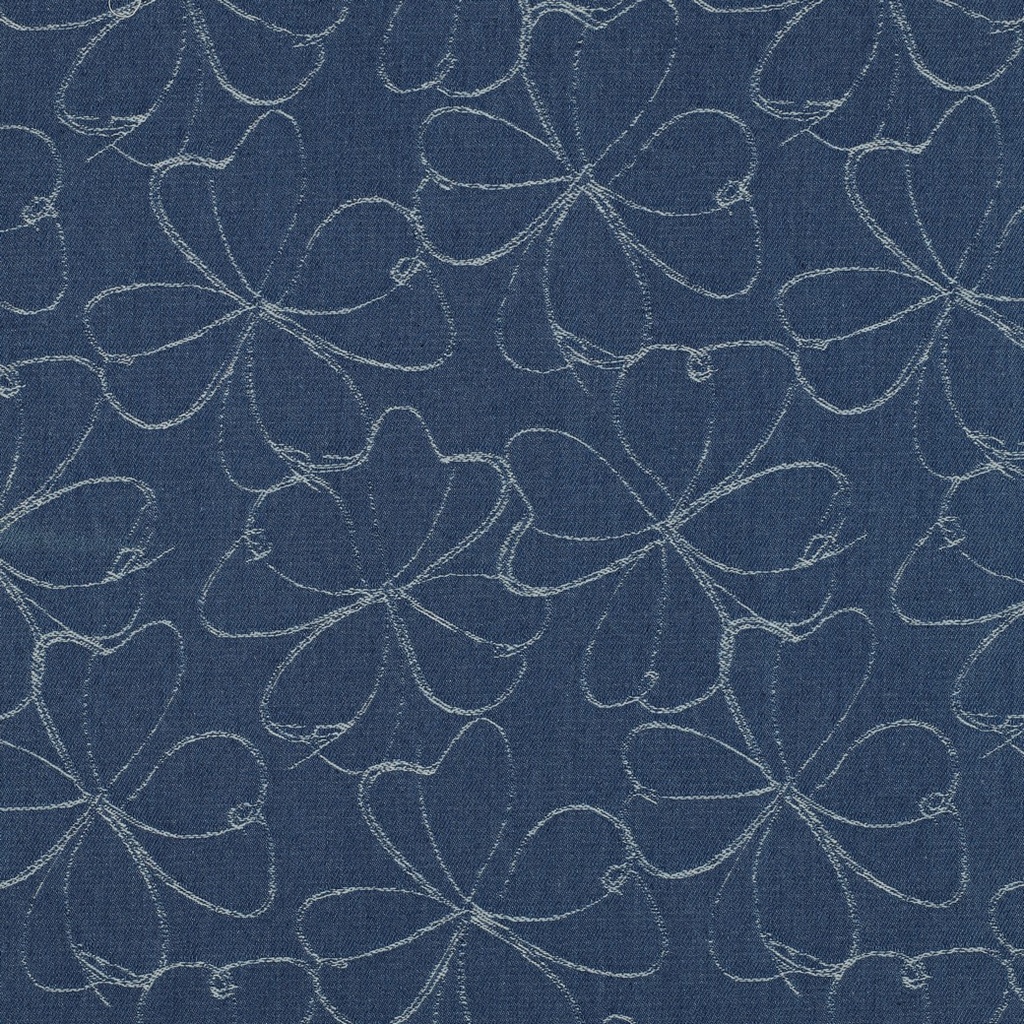 Denim Jacquard Flowers Indigo