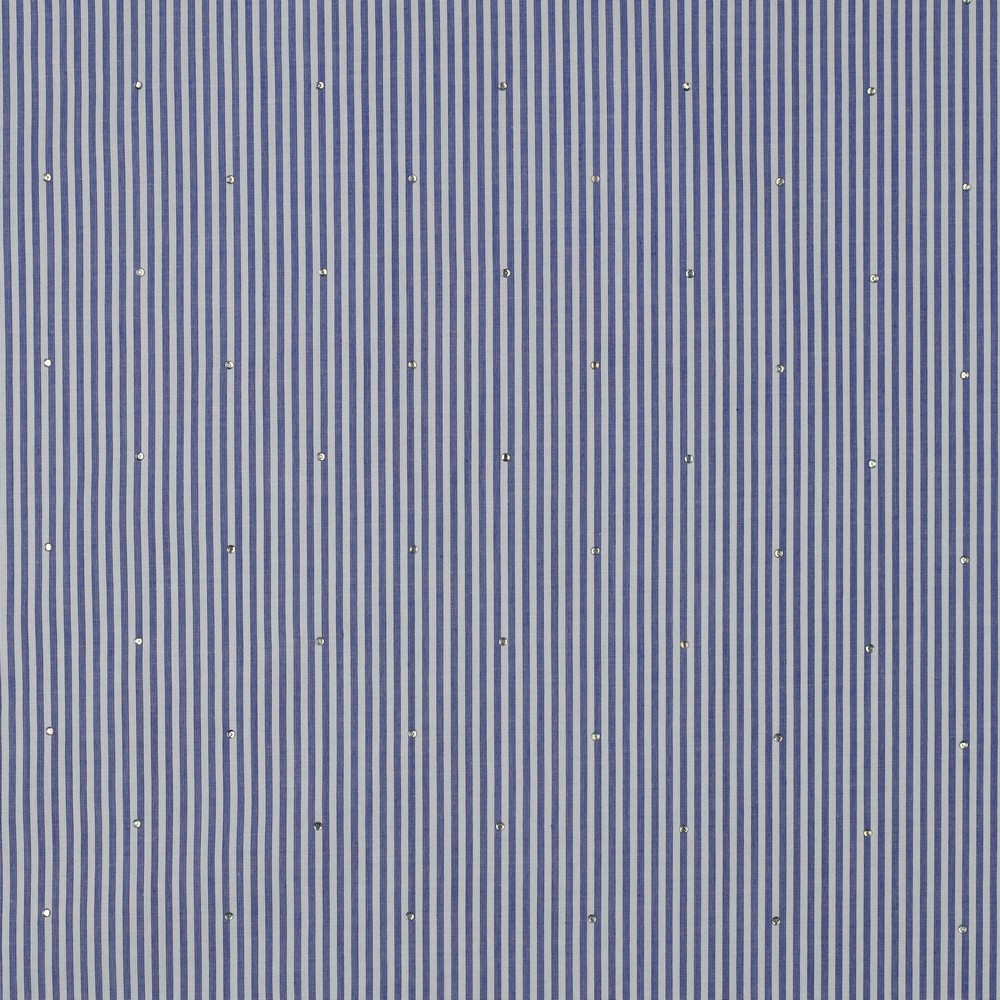 Cotton Yarn Dyed Stripes with Studs Blue