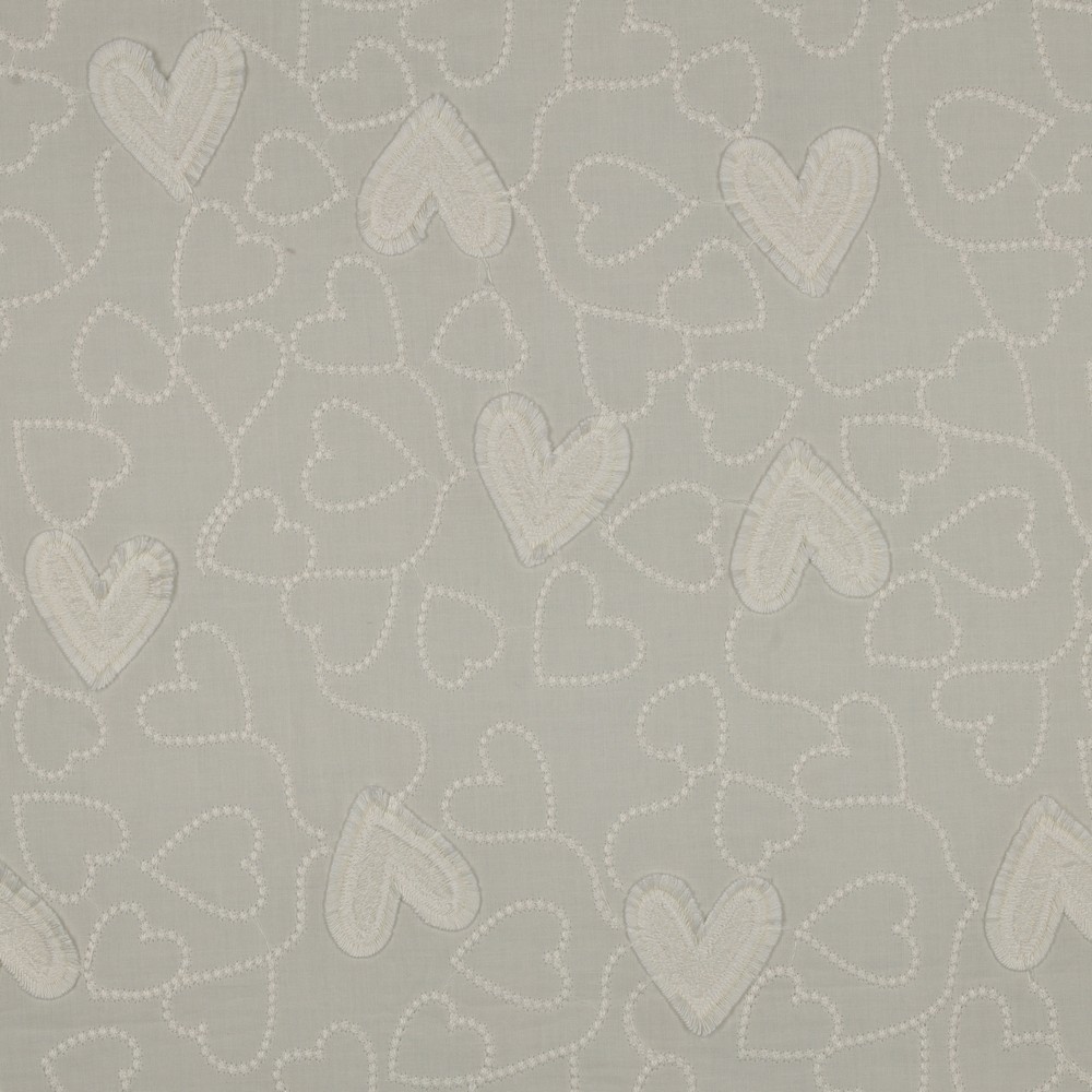 Cotton Broderie Voile Hearts Ecru