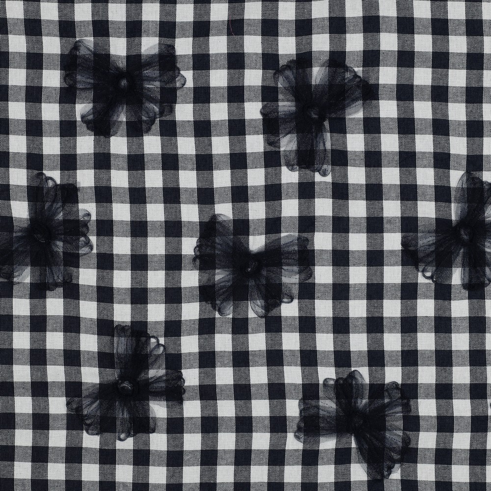 Cotton Yarn Dyed Checks Tule Flower Navy