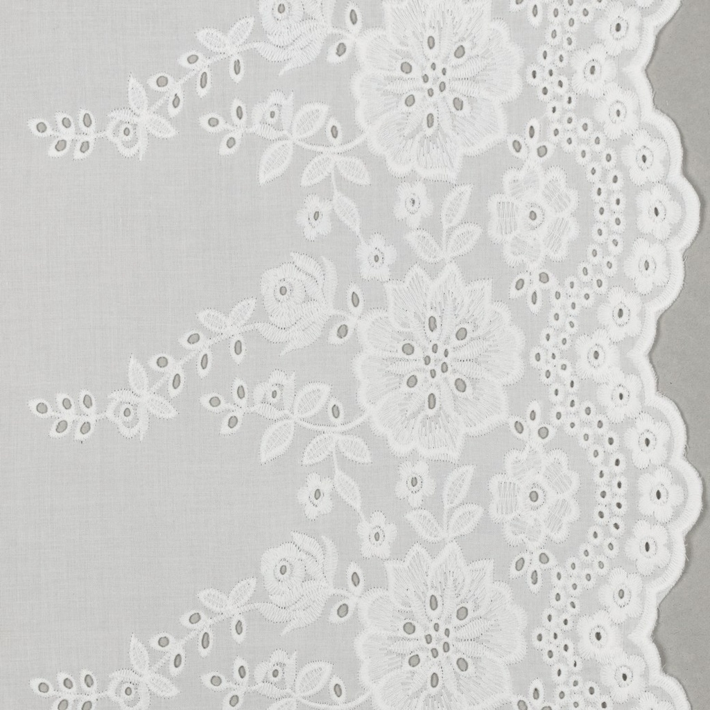 Cotton Embroidery one-side Border White