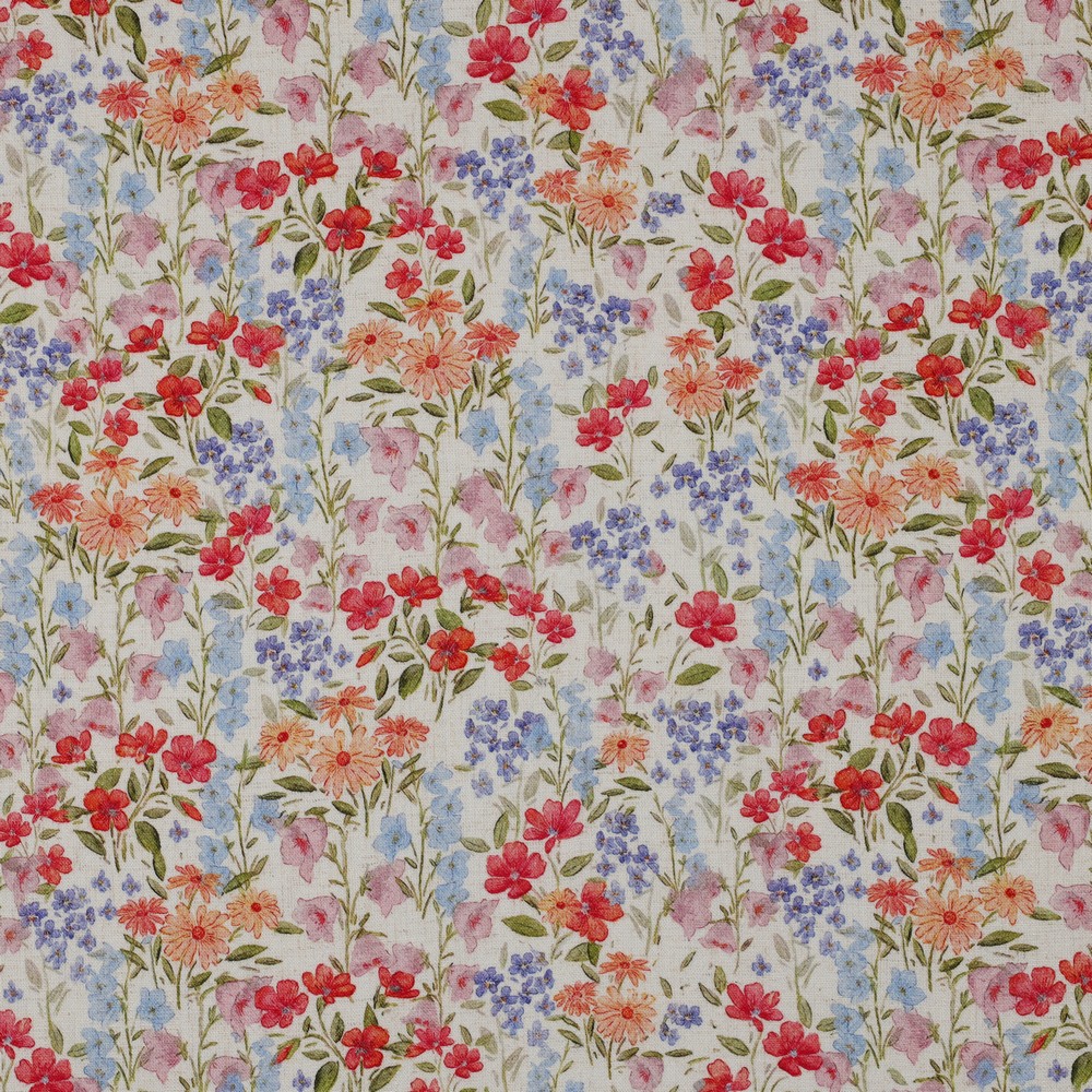 Visco/Lin Crêpe Digital Flowers Off White