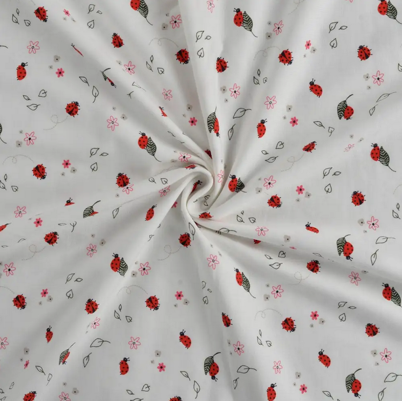 Jersey Katoen Ladybugs Red/off White